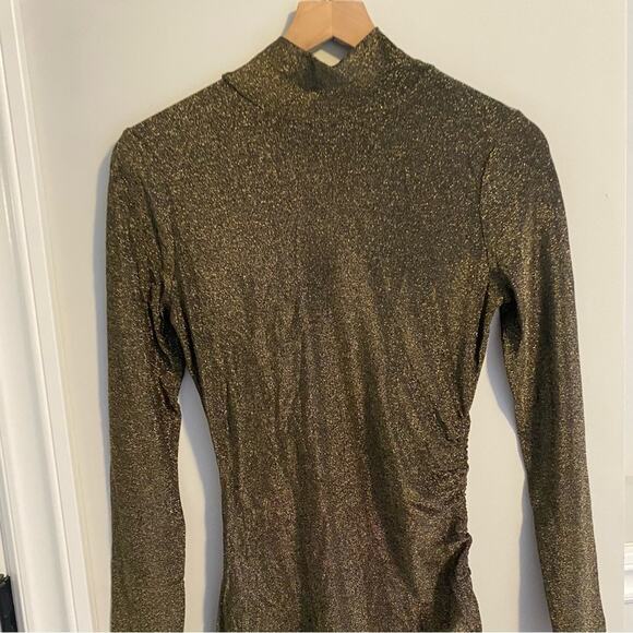 NWT n:Philanthrophy Black Gold Long Sleeve Mini Dress Medium - Picture 7 of 11